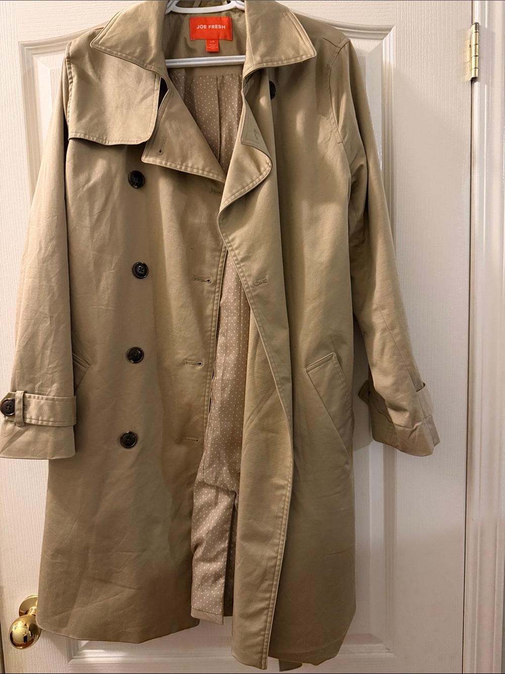 Joe Fresh Beige Double-Breasted Trench Coat